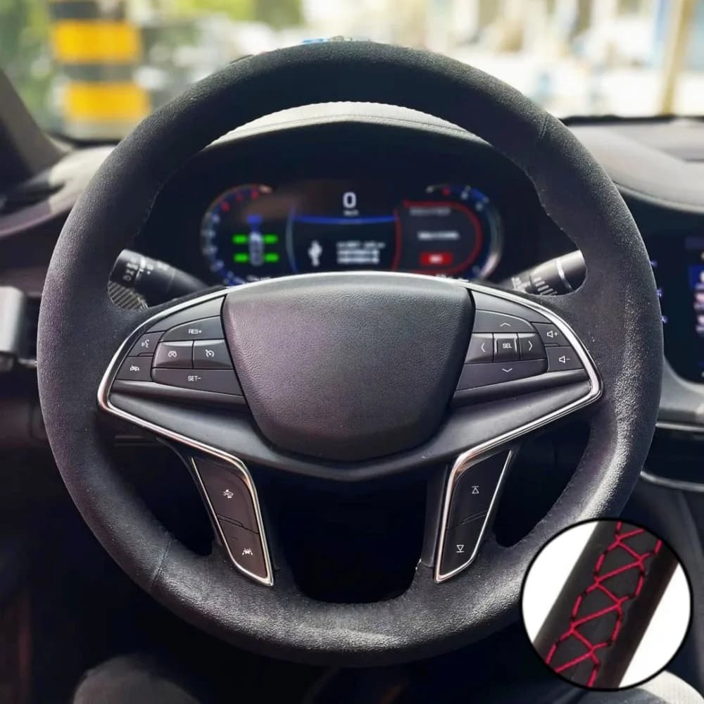 Treccia Coprivolante per auto Avvolgente Cucito a mano Morbida pelle scamosciata per Cadillac ATS CT5 CT6 CTS XT4 XT5 XT6 XTS SRX Escalade XLR