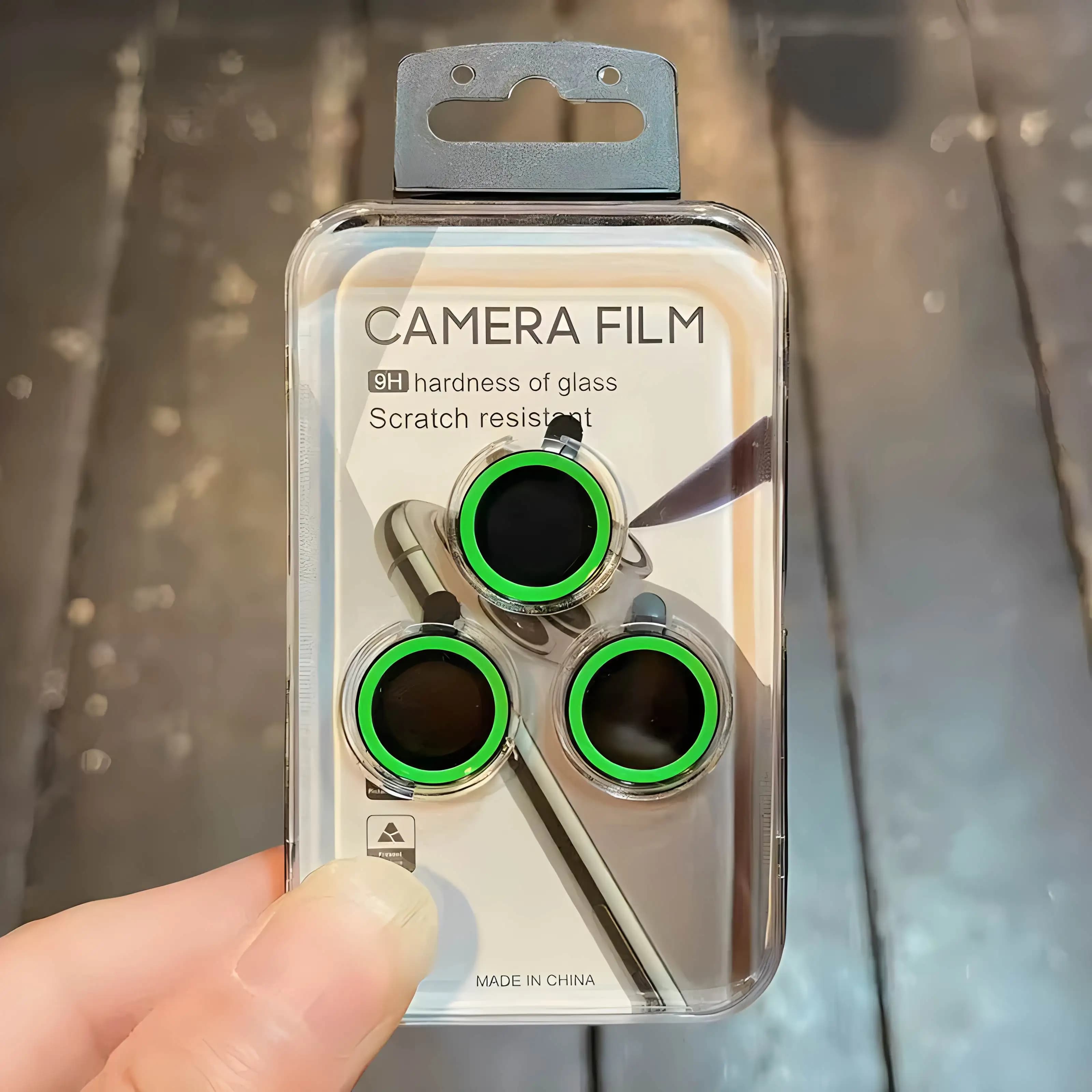 Obiettivo di protezione della fotocamera nottilucenti per iPhone 15 14 Pro Max Proteggi schermo con obiettivo in vetro temperato colorato per 14Pro 15pro