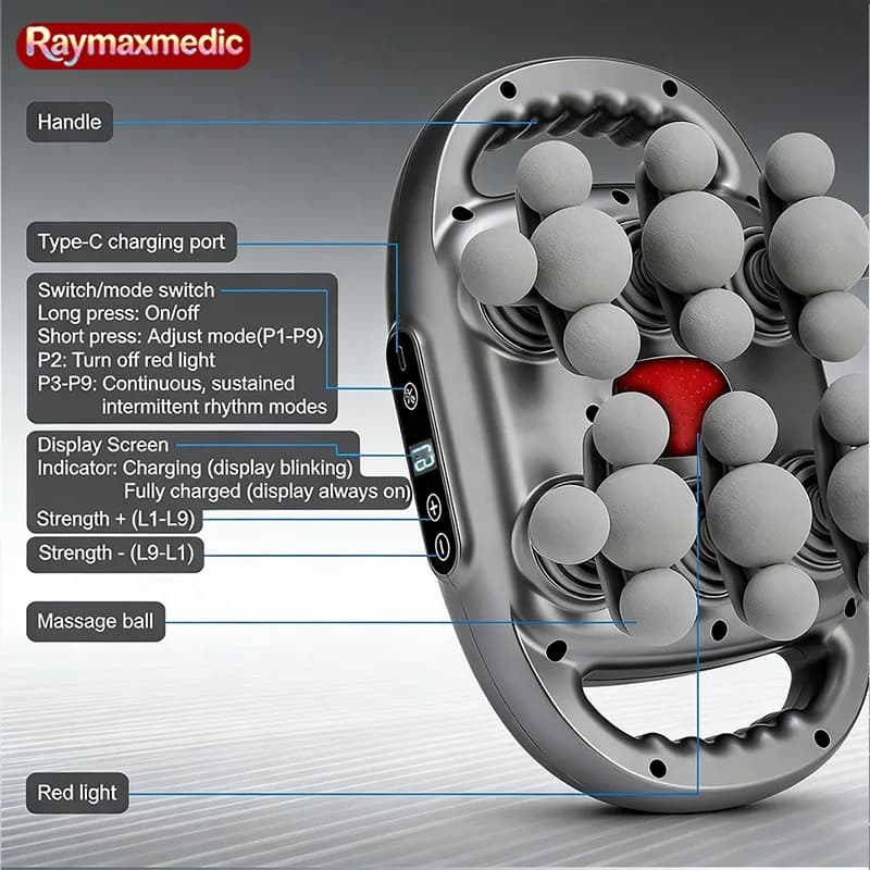 Raymax 22-Head Fascia Gun High-Frequency Vibration Body Massage Gun Back Waist Massager Neck Shoulder Massager Muscle masajeador