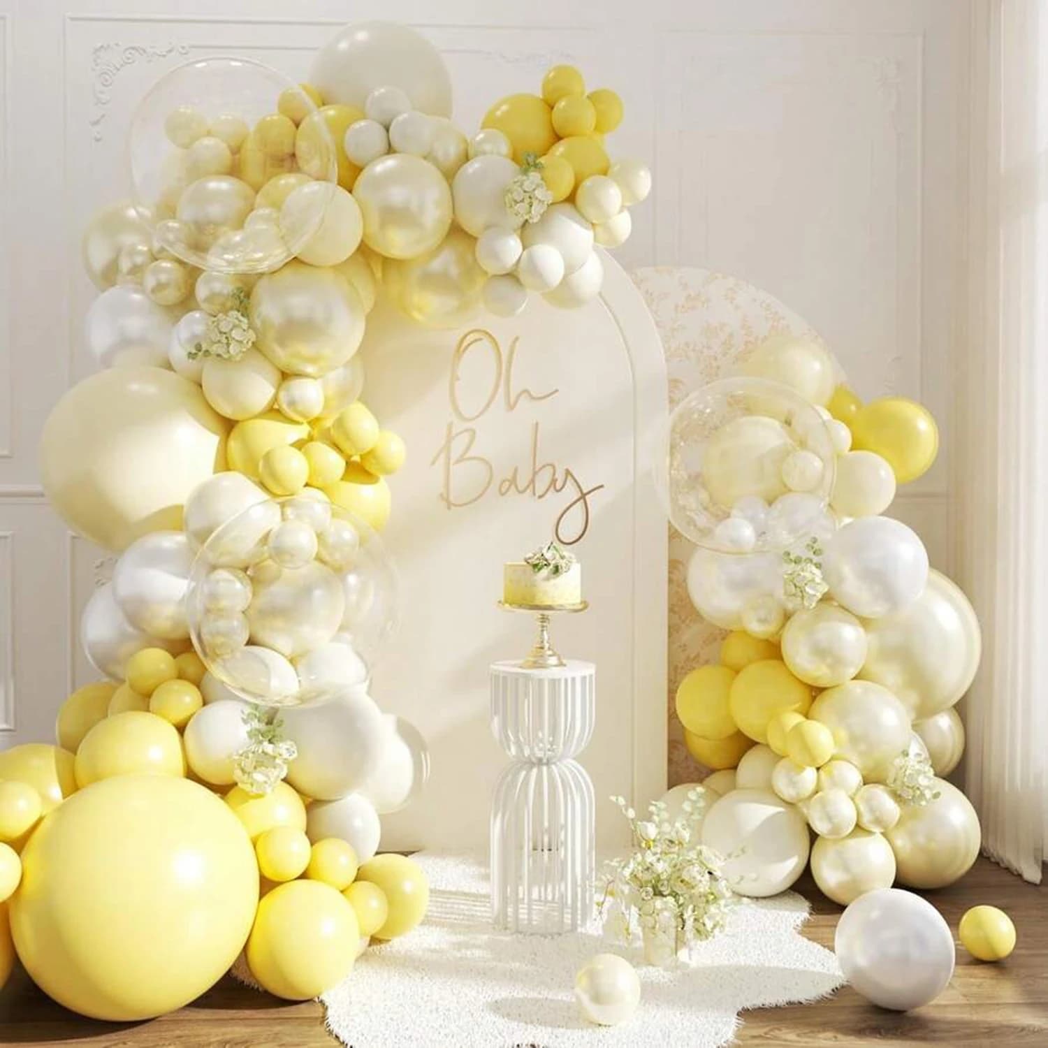 110 palloncini gialli color perla Giallo chiaro e bianco, adatti per feste di compleanno, matrimoni e decorazioni per feste