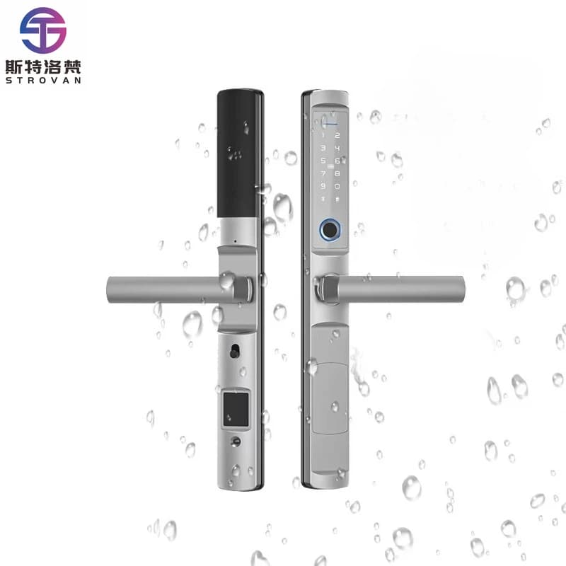 Serratura Intelligente di Sicurezza Impermeabile con Lettore Biometrico di Impronte Digitali Senza Chiave per Porte in Legno, Serratura WiFi in Alluminio
