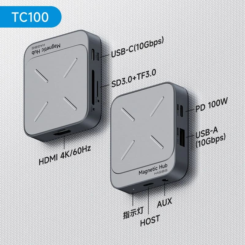 Docking station magnetica multifunzione Type-C/Lightning Display 4K Gigabit Ethernet per MacBook iPhone iPad