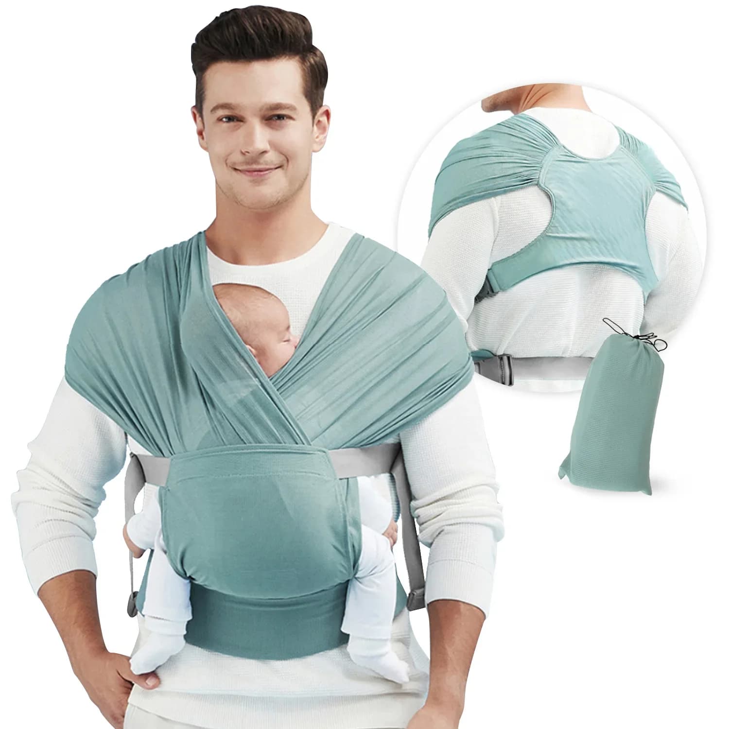 Marsupio Portatile Leggero per Neonati e Bambini, Fascia Avvolgente in Rete Traspirante per l'Estate, Comodo per Tenere il Bambino Davanti, Forma a X sul Retro