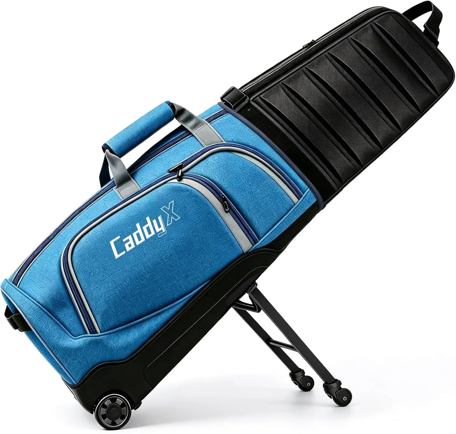 Premium Airline Golf Travel Bag Featuring 4-Wheel Hands-Free Rolling and 2-Wheel Pull Mode, Reinforced Hard Base, and Enhanced Club Head Protection