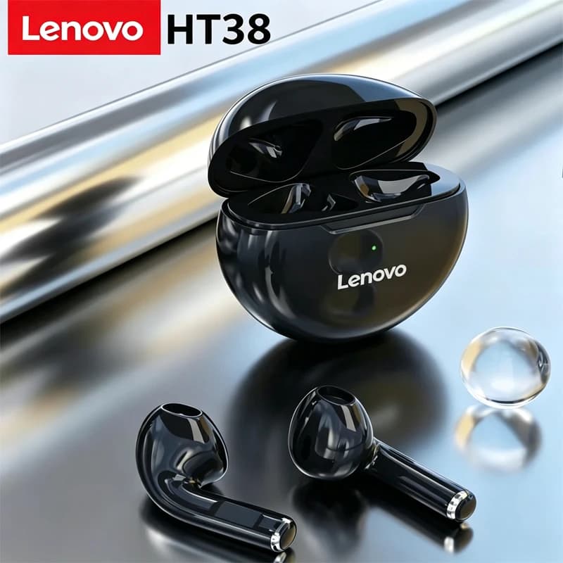 Auricolari Wireless Lenovo Thinkplus HT38: Bluetooth 5.0, Driver da 13 mm, Design Semi-in-ear, Controlli Touch, Resistenza all'Acqua IPX4