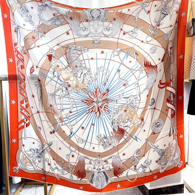 140cm Silk Scarf 100% Silk Square Large Bandanas Hand Rolled Shawls Foulard Luxury Head Hair Designer Accessories