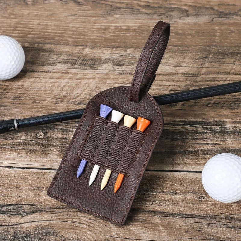 6 pz-slot geniue palline da golf borchie tee Box Custodia da viaggio orginizer tag rack pelle di vacchetta pelle di bue Accessori in pelle di stoccaggio regalo uomo