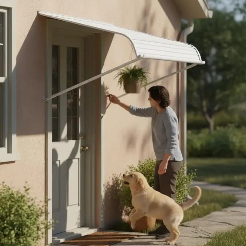 Aluminum Door Canopy 40 x 42 in For Door Entrance Windows Patio Porch, Rain Snow Sunlight Protection Exterior Shelter Durable Metal Frame Construction