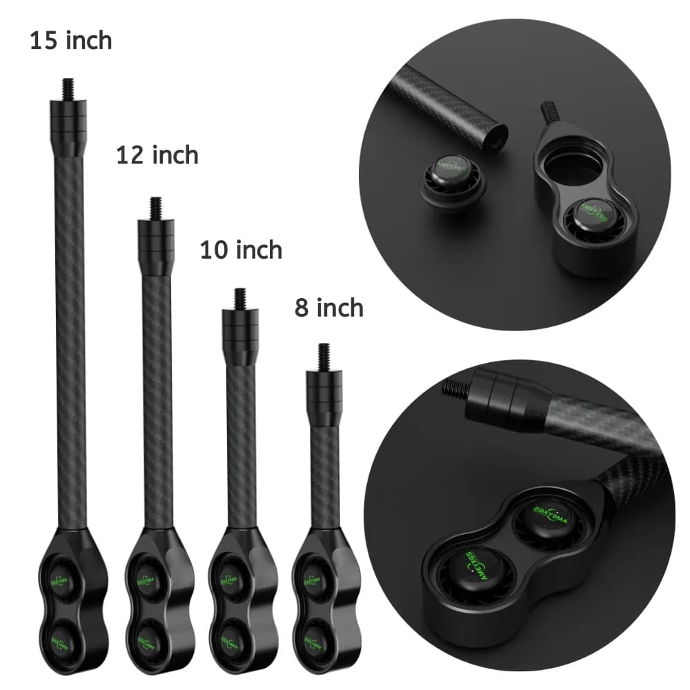 8/10/12/15 Inch Bow Stabilizer Archery Carbon Shock Absorption Compound Bow Balance Bar Damper for Targeting Hunting Shooting