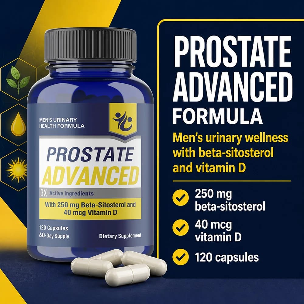 Prostate Advanced, Supplement for Men for Reducing Nighttime Bathroom Trips, Bladder & Urinary Relief