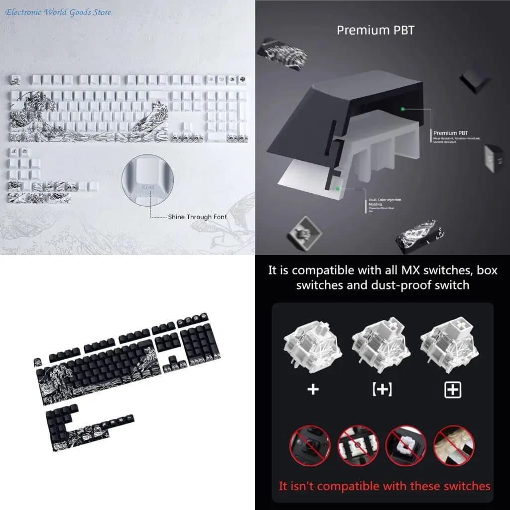 A3PD Fynmi Ukiyo e Themed Mechanical Keyboards Keycaps PBT Dying Sublimations 127Key