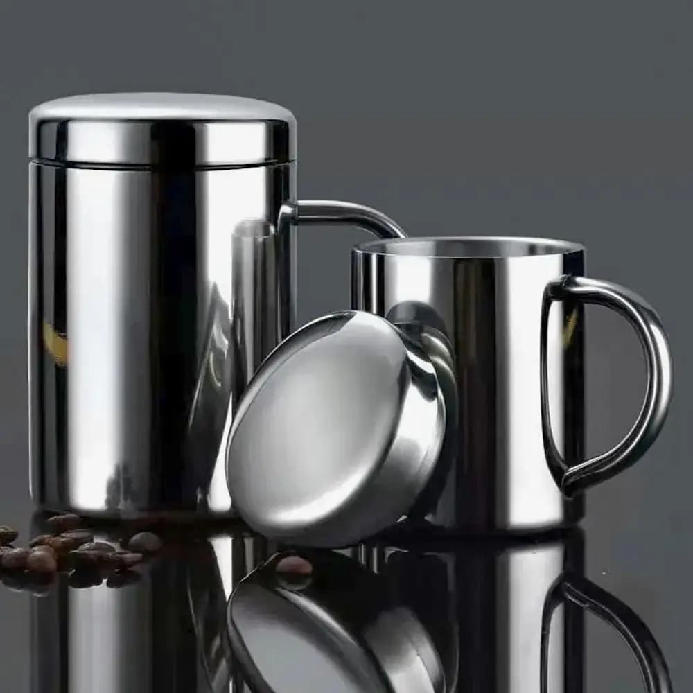 1Pcs New 200/300/400ML Stainless Steel Mug Double Layer Drink Beer Tea Juice Water Cup Portable Anti-scalding Tea Cup