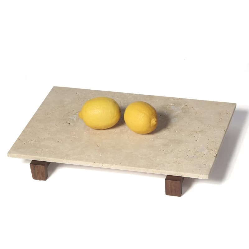 Vassoio moderno decorativo per frutta secca, fatto a mano, rettangolare, in marmo di agata gialla, vassoio europeo in pietra naturale
