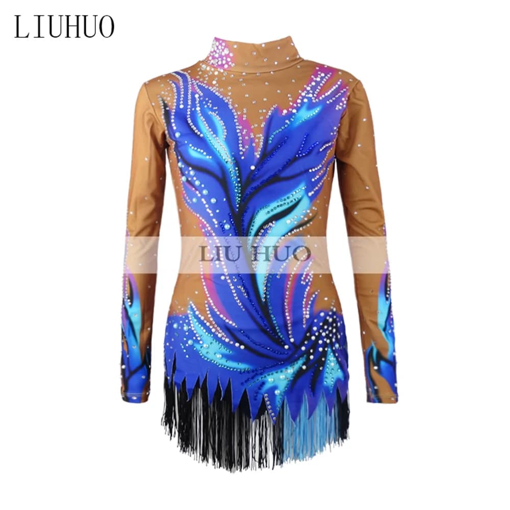 LIUHUO Vestito da Pattinaggio di Figura per Ragazze da Donna Prestazioni sul Ghiaccio Ginnastica Ritmica Concorso Body Multicolor Costume da Ballo per Bambini
