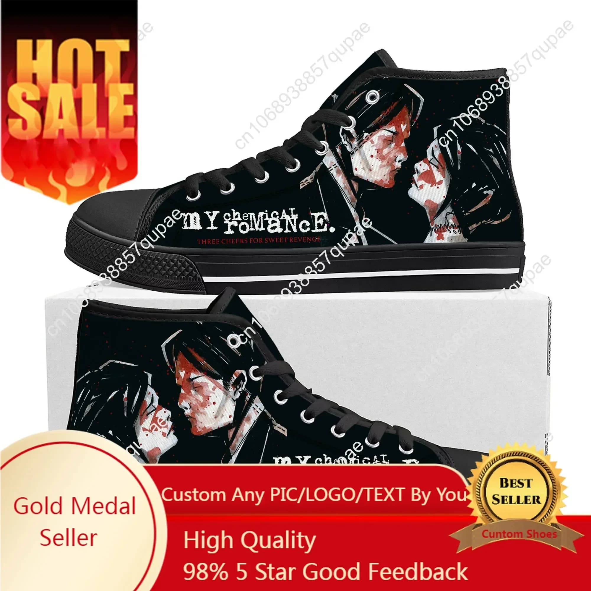 My Chemical Romance Rock Band High Top High Quality Sneakers Mens Womens Teenager Canvas Sneaker Casual Couple Shoes