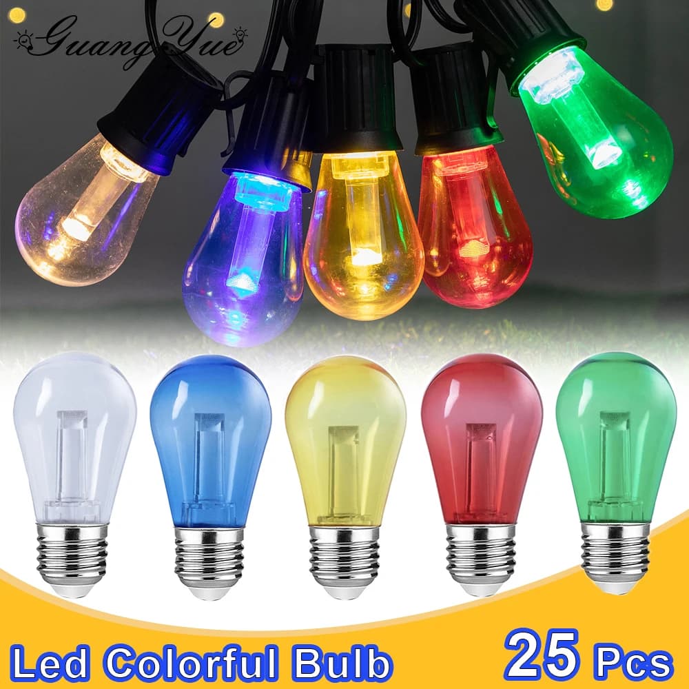 Plastica colorata S14 ha condotto la lampadina 220V E27 2W sostituibile per la luce della stringa Halloween Festa di compleanno Bar Festival Decorazione Luci