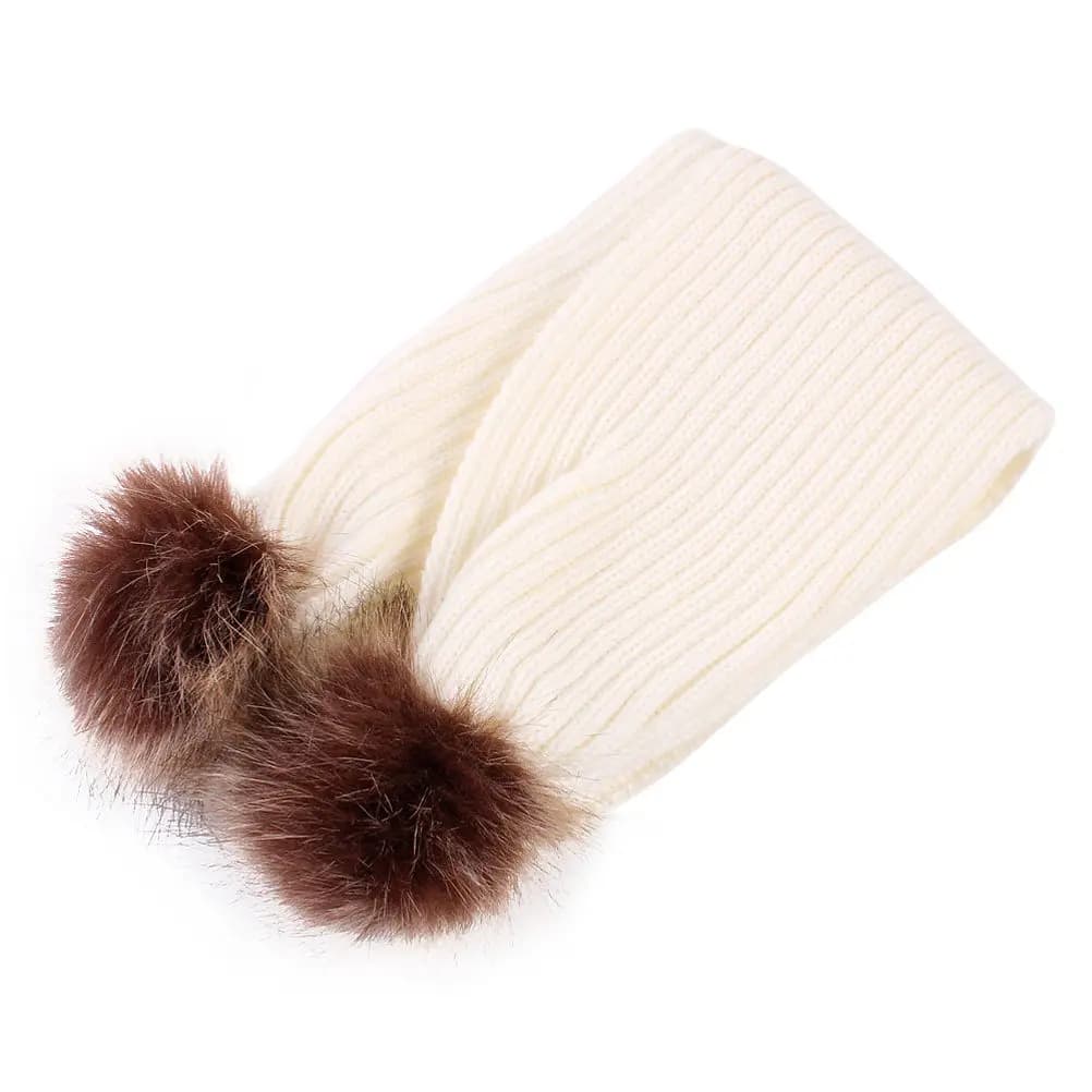 Sciarpa Invernale Calda e Spessa in Maglia per Bambini 110x16cm, Sciarpa Premium in Acrilico con Elegante Bordo a Pompon per Neonati e Bambini, Ideale per il Freddo