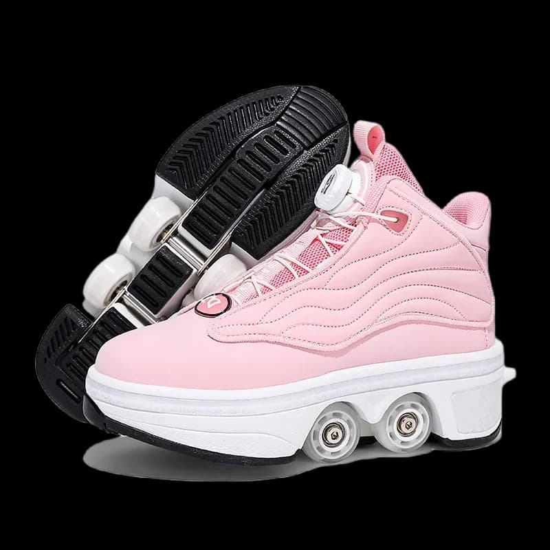 Scarpe da Pattinaggio a Rotelle Retrattili Automatiche a 4 Ruote, Sneakers Casual Bivalenti con Tomaia Alta per Uomini, Donne e Giovani
