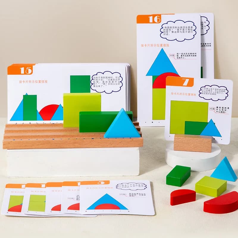 Cognizione dei colori a forma di bambino Educazione precoce Giocattoli in legno Spazio per bambini Blocchi di costruzione stereoscopici