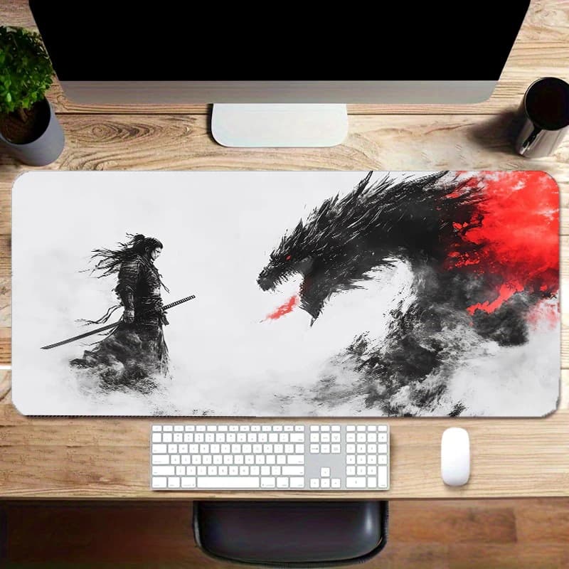 Warrior Dragon Ink Mouse Pad Ampio computer Uffici Tappetino da tavolo da gioco XXL Gomma antiscivolo Tastiera da gioco Mousepad Tappetini da scrivania lunghi