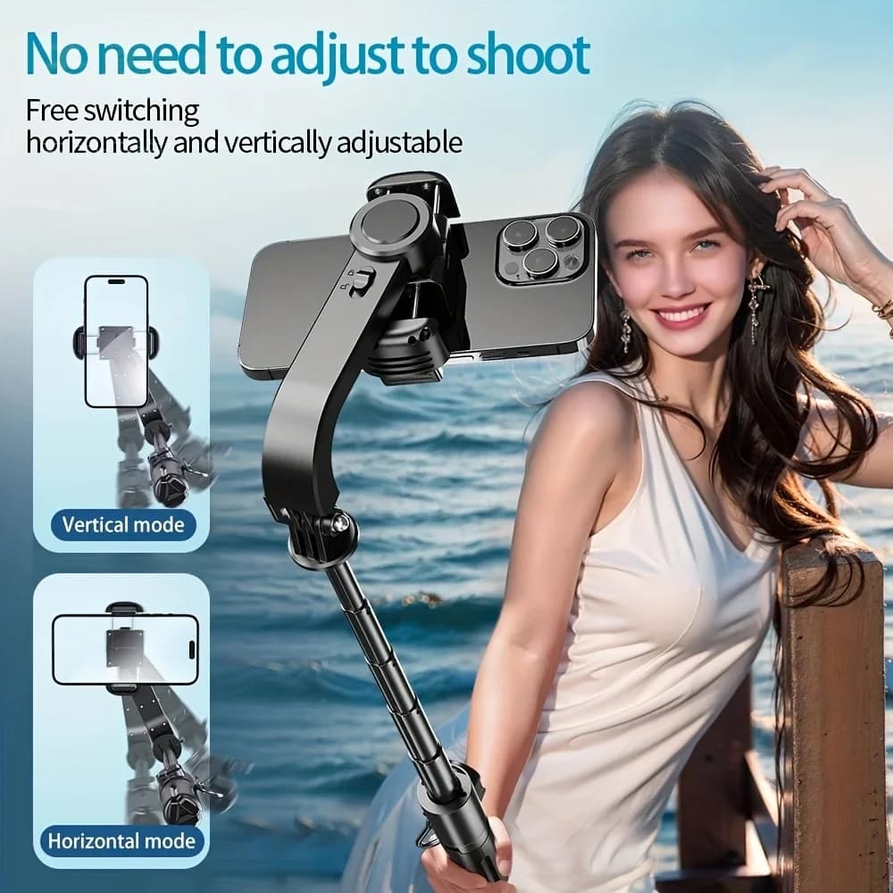 Selfie Stick with automatic balance of single axis cardanic stabilizer with remote anti-vibration tripod compatible with iPhone/Android