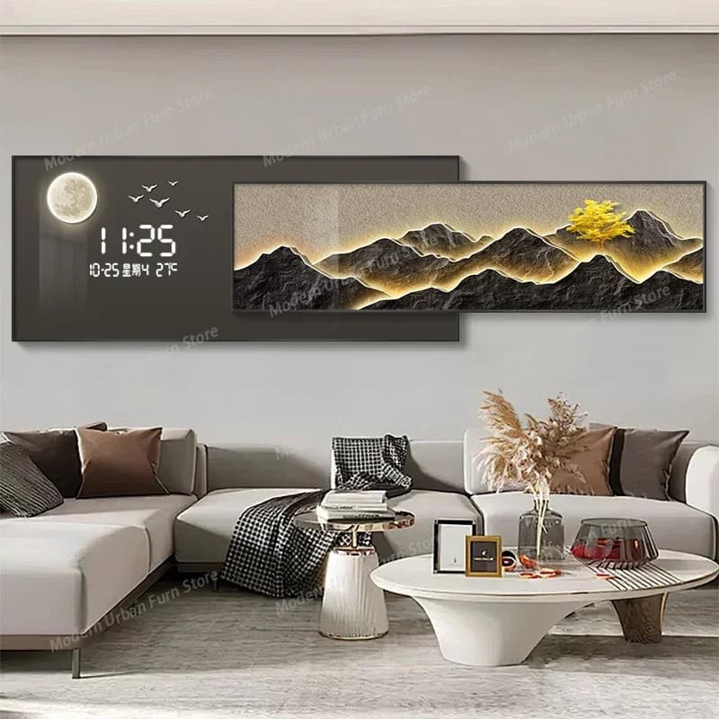 Watch from Wall of Nordic Design for Living, Luxury Artistic Wall Clock, Big Modern Digital Watch, Home Decoration