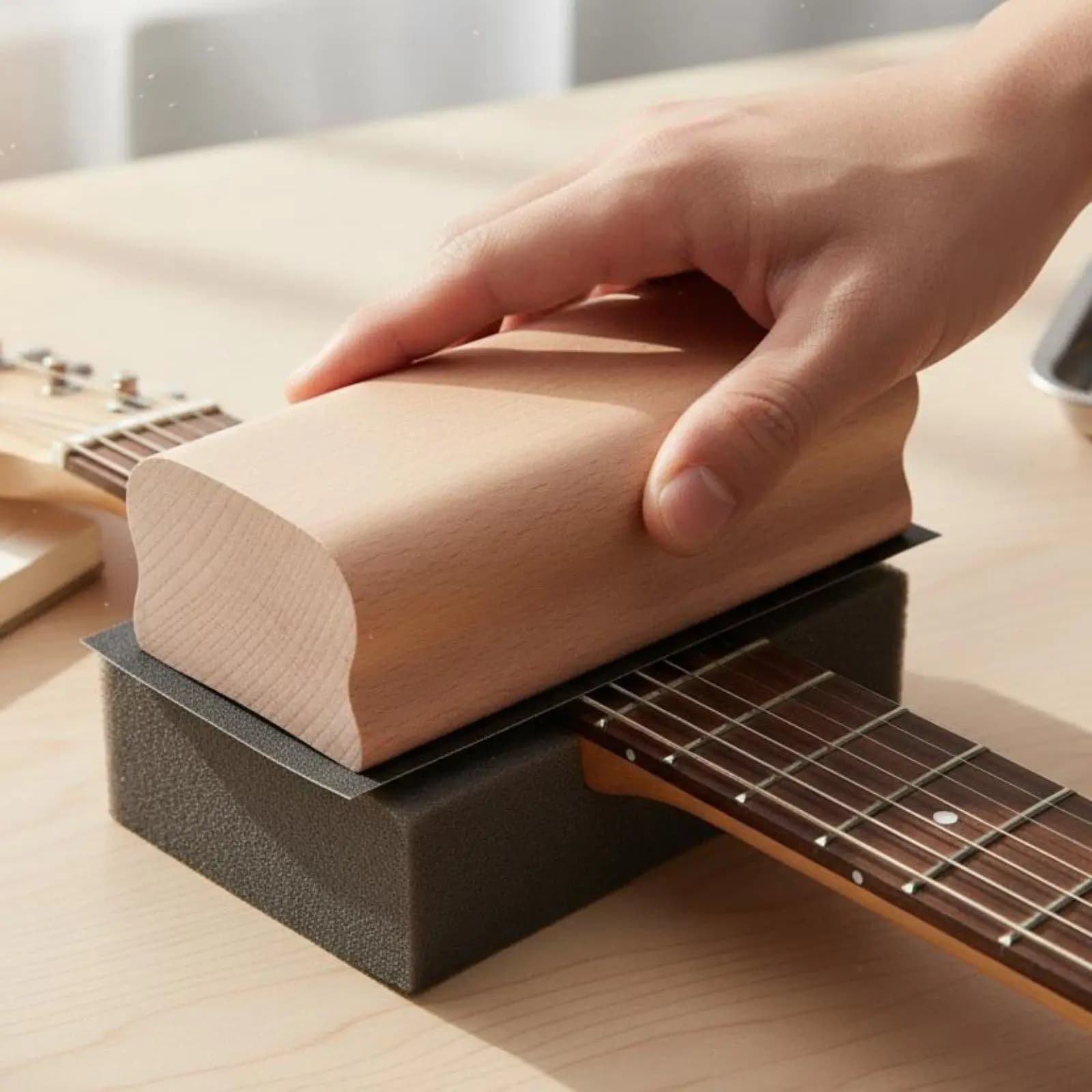 Fret Leveling Block Wooden Fretboard Curvature Beam for Rectifying Guitar Frets for Guitar Frets Polishing Kit Use