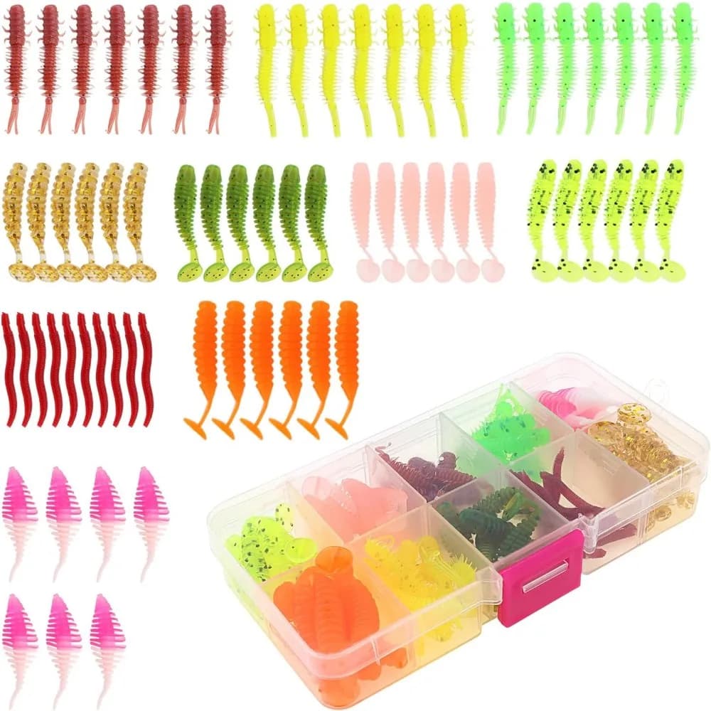 68 pezzi di esche da pesca topwater kit esche artificiali miste scatola di attrezzatura, esche da pesca in plastica morbida esche compreso verme morbido centi