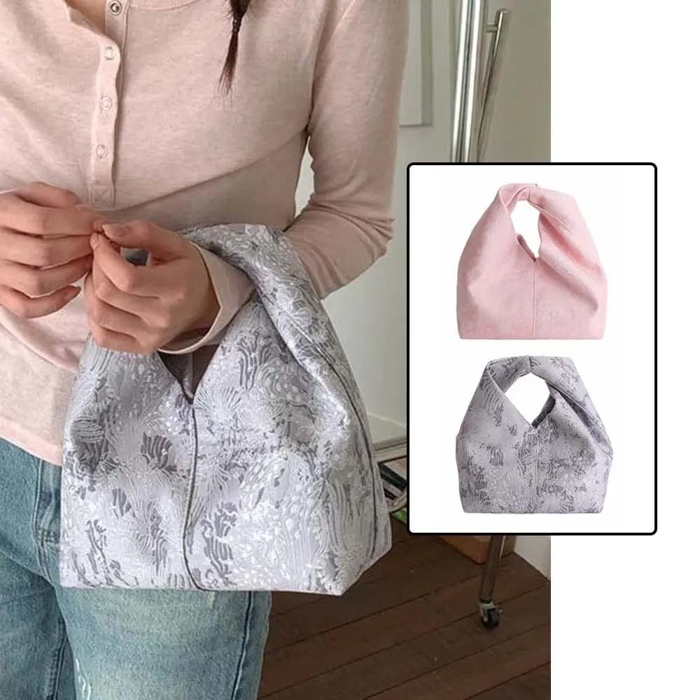 Spring Embroidered Chinese Style Handbag with Magnetic Buckle Polyester Pea Purses Adjustable Zipper Cheongsam Wrist Bag Gifts