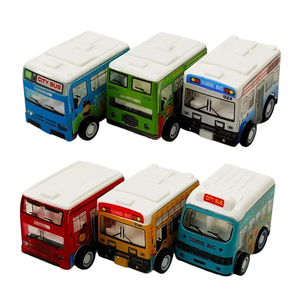 6 pezzi di modellini di autobus giocattolo per bambini, giocattoli per l'apprendimento precoce dei bambini