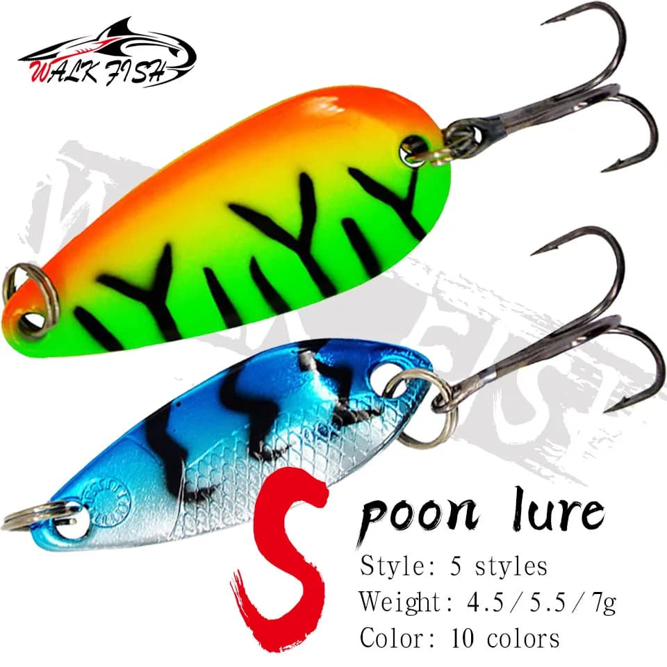 WALK FISH 1 pz 4.5G 5.5G 7G 7.5G metallo Spinner cucchiaio richiamo paillettes rumore Hard Bait Paillette Swimbait trota Bass Fishing Lure