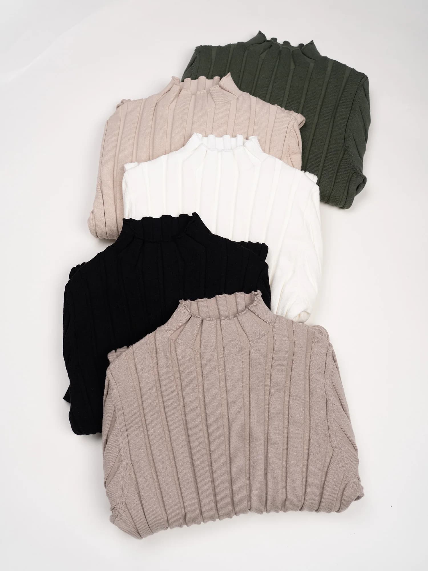 Maglione di cotone con collo a lupetto donna Basic top a coste larghe pullover lavorati a maglia autunno