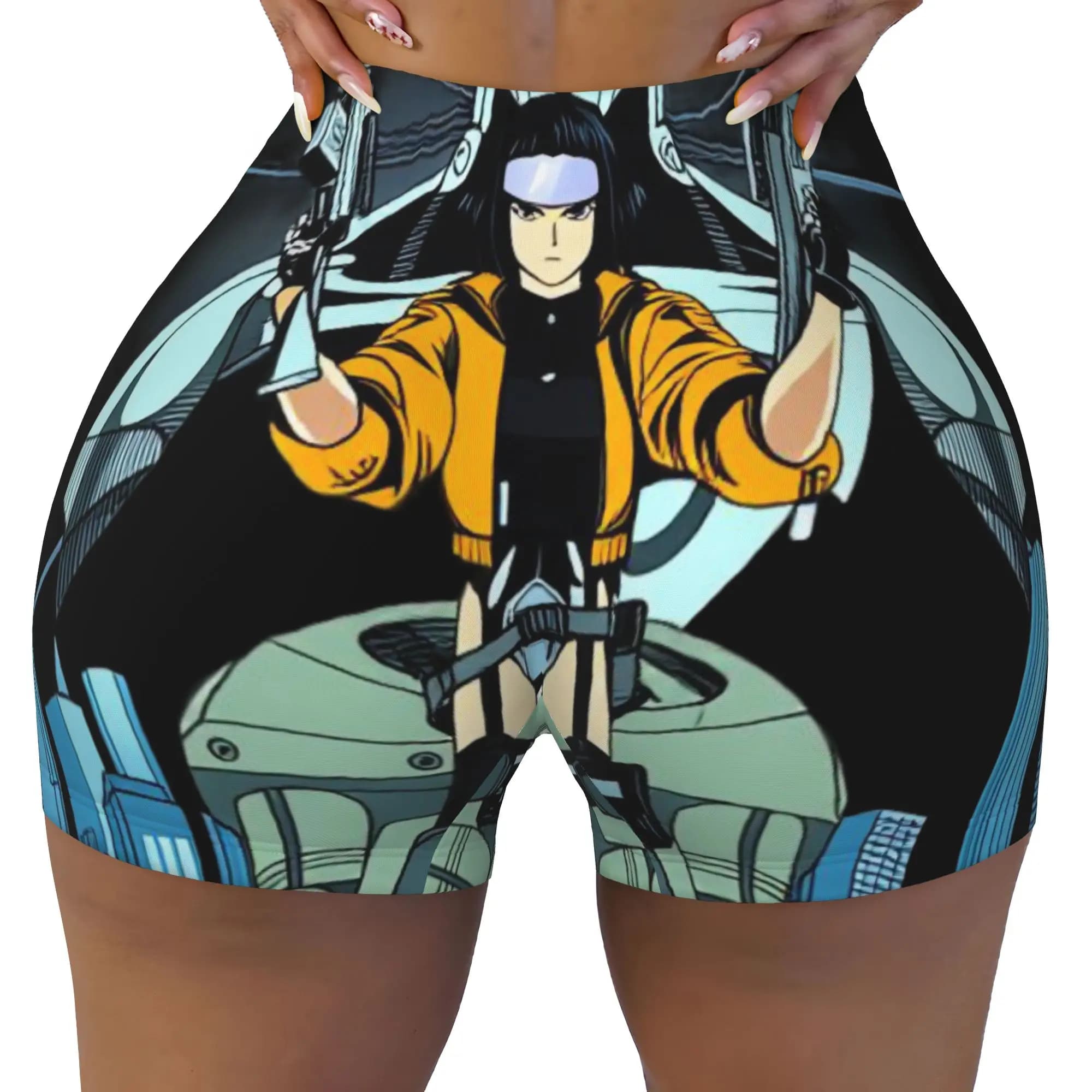 Ghost In The Shell Motoko Kusanagi Volleyball Biker Gym Shorts for Women Comics Anime Athletic Workout Yoga Shorts