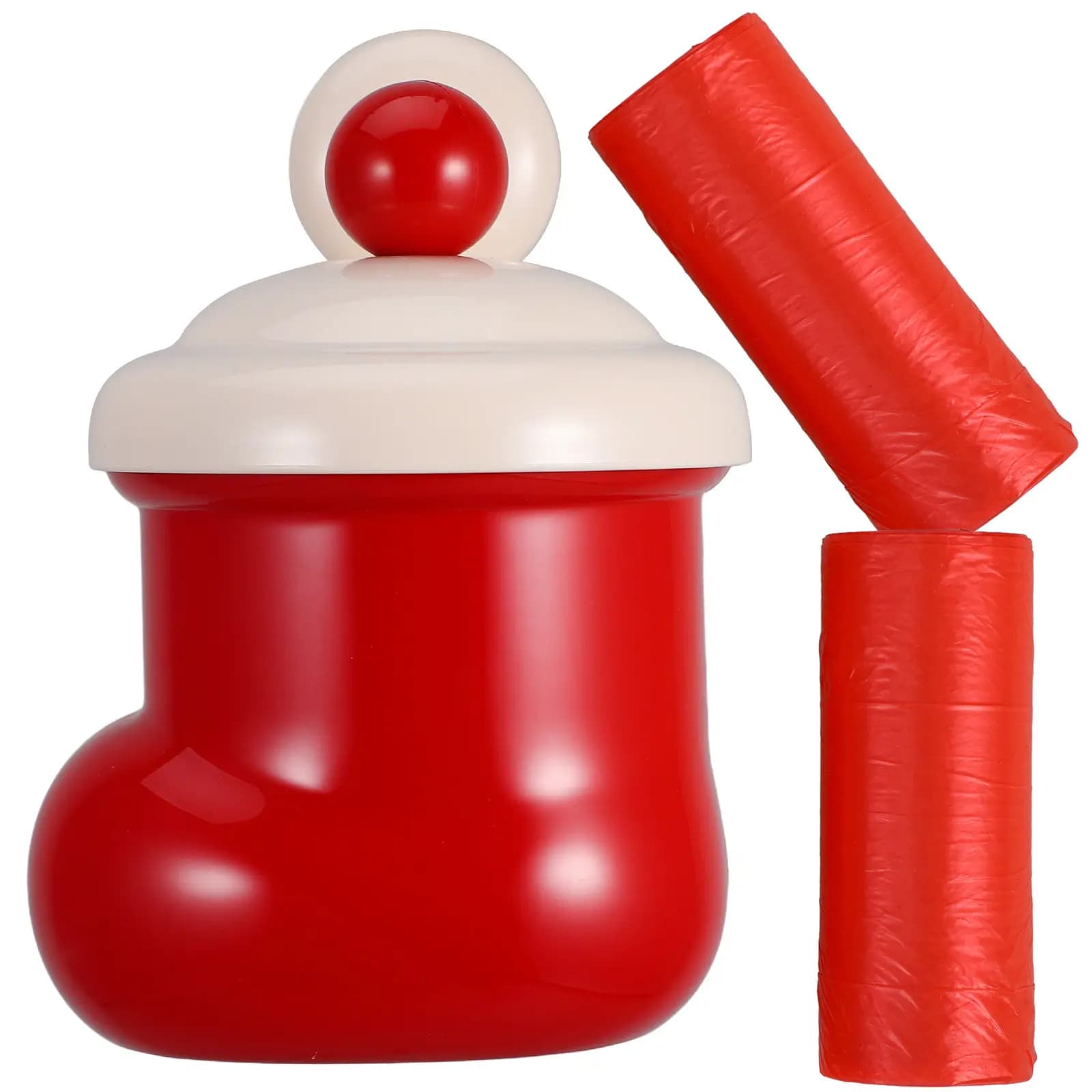 Mini Cestino per Rifiuti da Parete a Forma di Calza di Natale con Coperchio e Montaggio a Ventosa, Piccolo Contenitore per Rifiuti da Scrivania, Cestino per Rifiuti Festivo