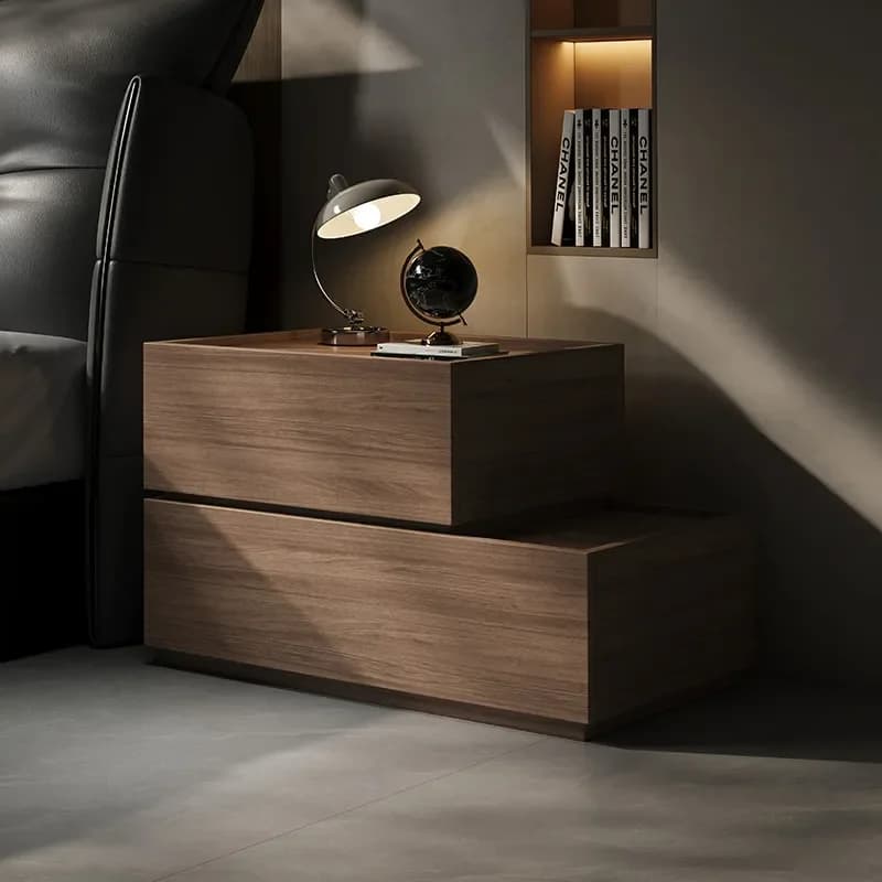 for Creative Solid Wood Bedside Table Household Bedroom Building Block Nightstand Modern Simple Small Storage Side Cabinet