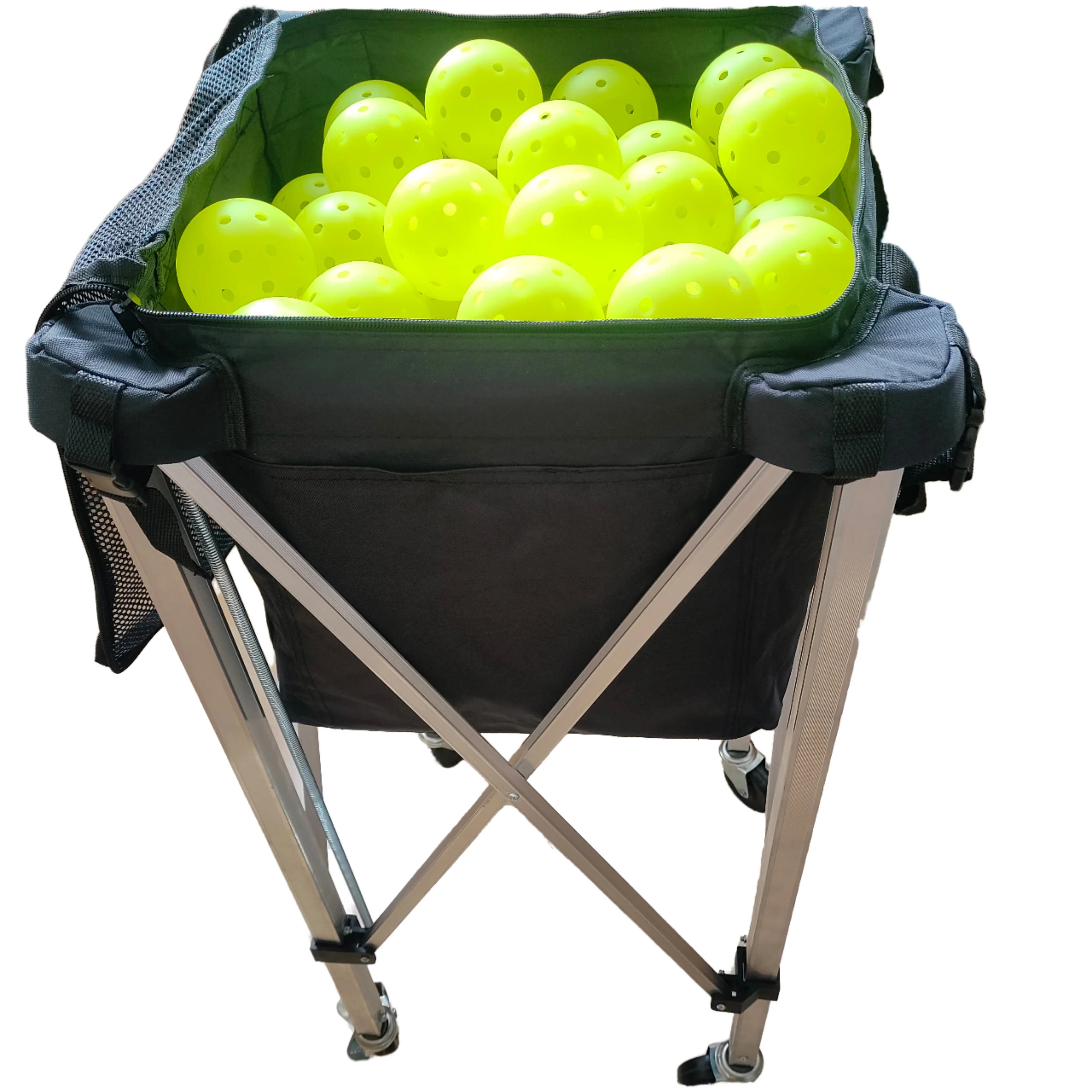 Carrello Portatile Leggero Pieghevole Multifunzione per Raccolta Palline da Baseball, Pickleball e Tennis con 4 Ruote