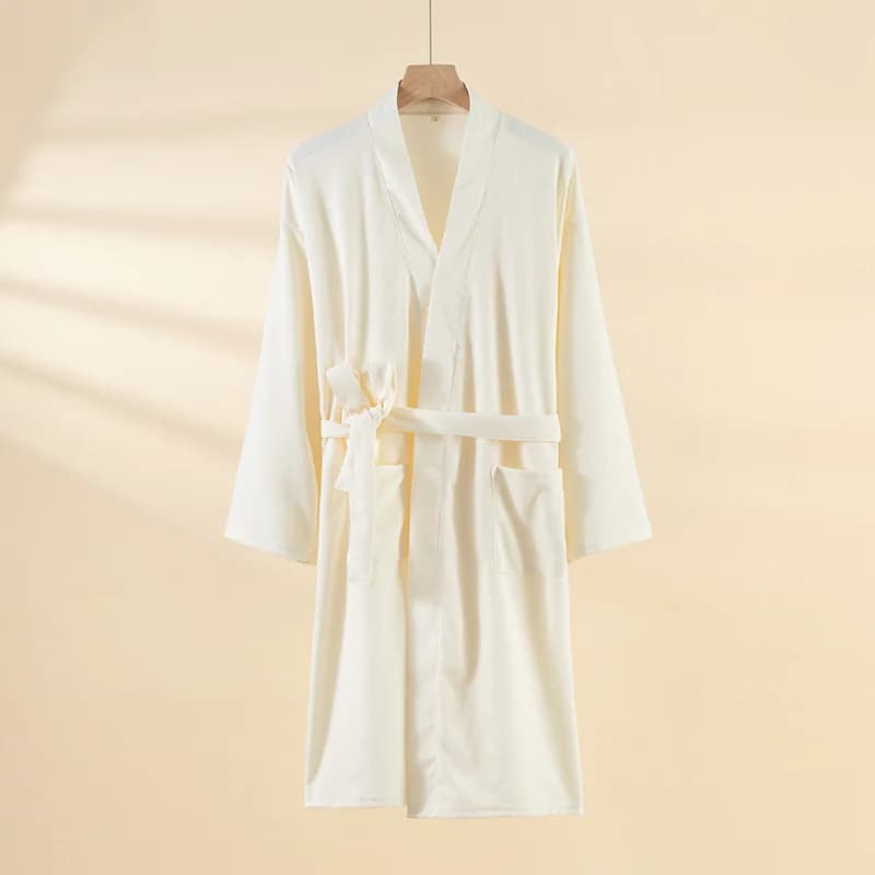 Accappatoio stile waffle in puro cotone da coppia Yukata Camicia da notte in cotone da uomo e da donna Abito da casa per donna
