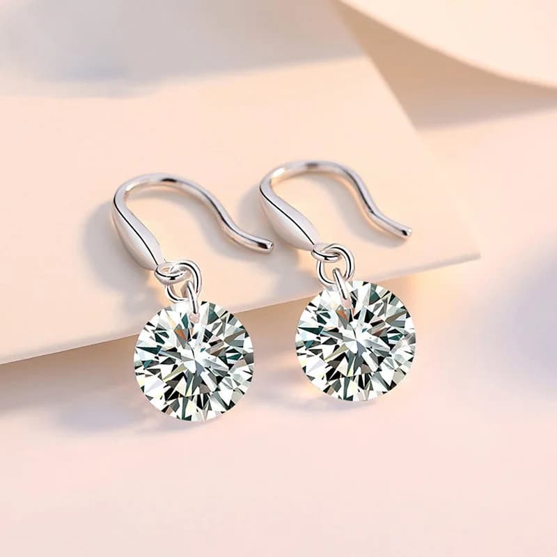 Charming 925 Sterling Silver Simple Luxury Pendant Earrings with Zirconia for Women, Wedding Party Gift Jewelry