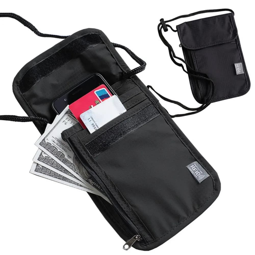 Borsa Portatile in Nylon RFID per Passaporto e Documenti, Impermeabile, Multifunzionale, Porta Carte di Credito e Passaporto da Viaggio