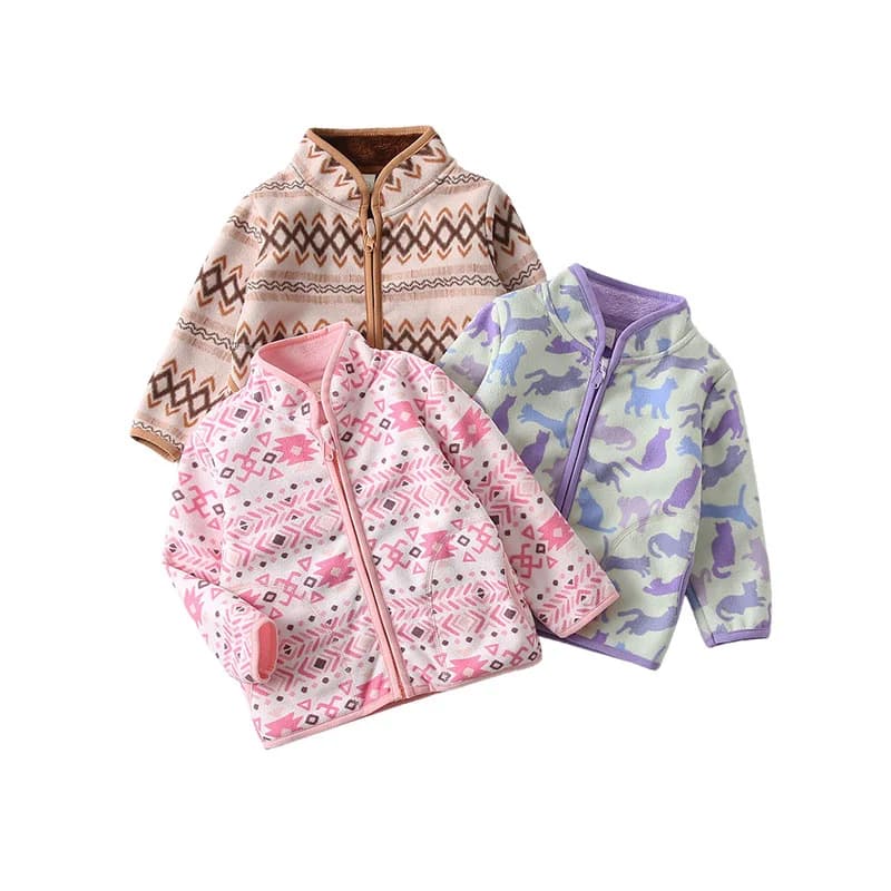 2-6T Autunno Inverno Giacche Cappotti Capispalla per ragazze Manica lunga Cerniera Abbigliamento con cappuccio per bambini Costume con stampa per bambini
