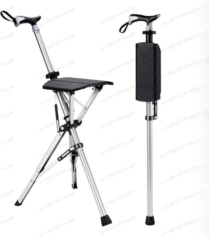 Portable Trekking Stick, Foldable Walk Stick with Seat, Walking Stick with Chair, Foldable Chair, Lightweight