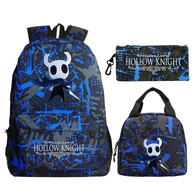 3pcs Game Hollow Knight Backpack Lunch Bag Pencil Case Set Boy Girl Schoolbag Lightweight Travel Backpack Student Laptop Bookbag