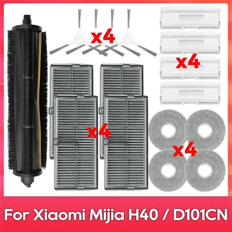 AB11 - Ricambi per Robot Aspirapolvere Mijia H40 / D101CN: Spazzola Principale, Spazzola Laterale, Filtro HEPA, Panno Lavapavimenti, Sacchetti Raccoglipolvere