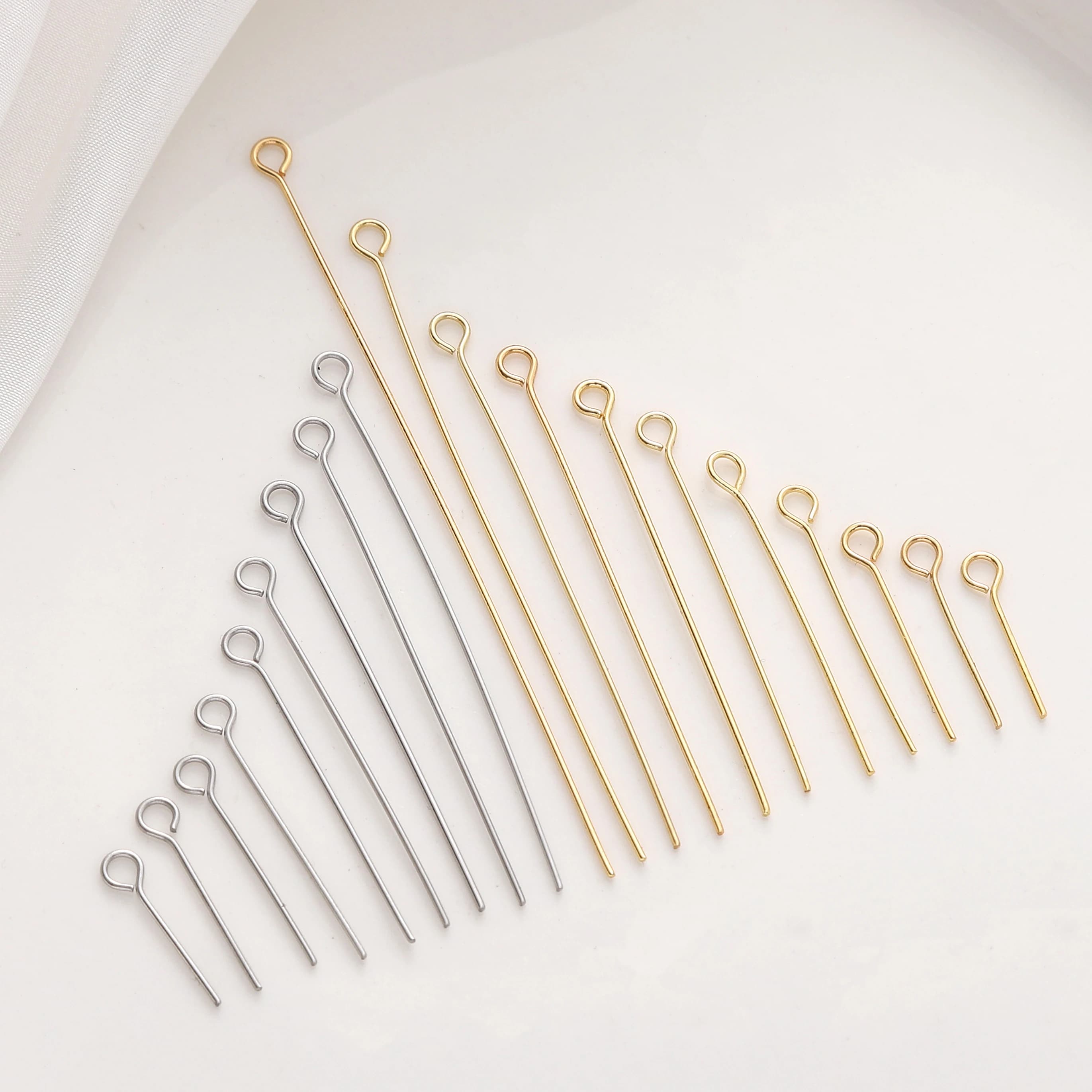 50-100pcs Stainless Steel Headpins 0.6x15-70mm DIY Jewelry Making Supplies for Bracelets Necklaces Earrings