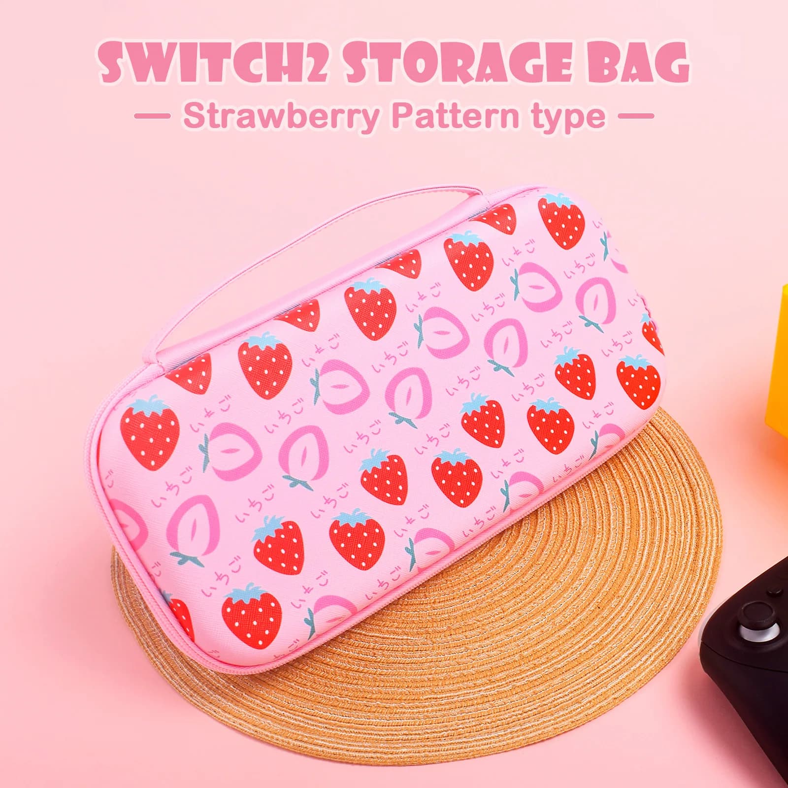 Custodia da trasporto carina per Nintendo Switch 2 Modello 2025 Custodia da viaggio rigida portatile adatta per accessori per interruttori a tema fragola