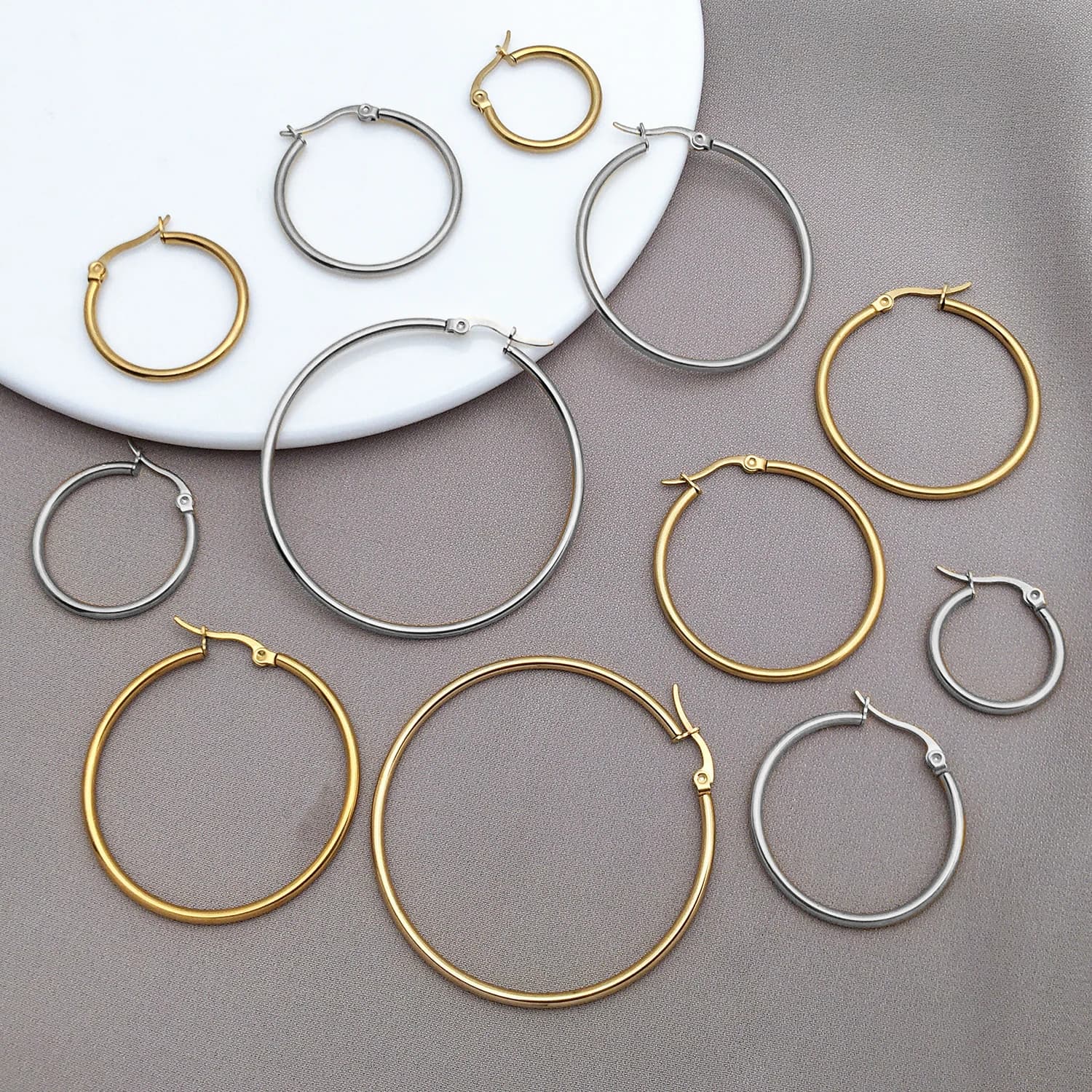 Set of 6 Hooks for 20-50mm Stainless Steel Earrings, Fa-da-Te Pendant Earrings, Jewelry Creation Accessories