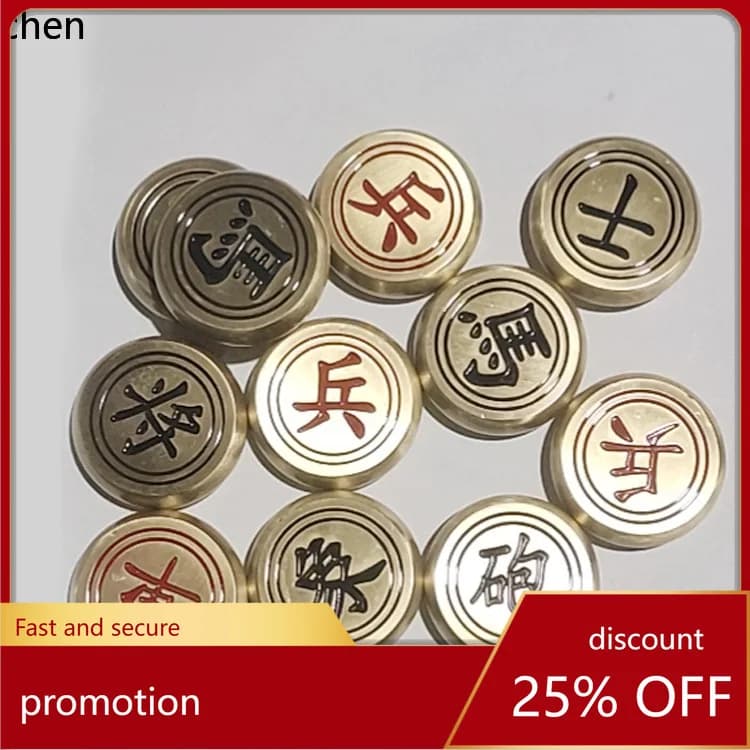 Set di scacchi cinesi CZ con tabellone, in ottone massiccio, portatile, pieghevole, di grandi dimensioni, confezione regalo per adulti, set di alta gamma