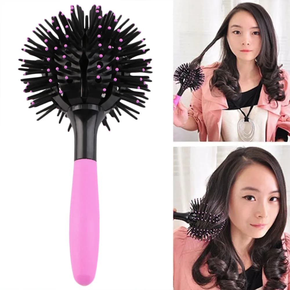 Spazzole per capelli rotonde 3D Pettine per salone di trucco Strumenti per lo styling a sfera da 360 gradi Spazzola per capelli districante magica Pettine per capelli resistente al calore
