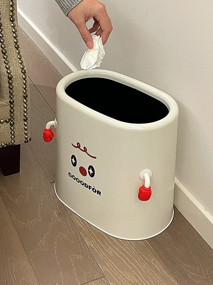 Cestino per Rifiuti Stretto Stile Crema per Bagno e Cucina, Senza Coperchio, Contenitore per Uso Domestico, Cestino per Carta Igienica