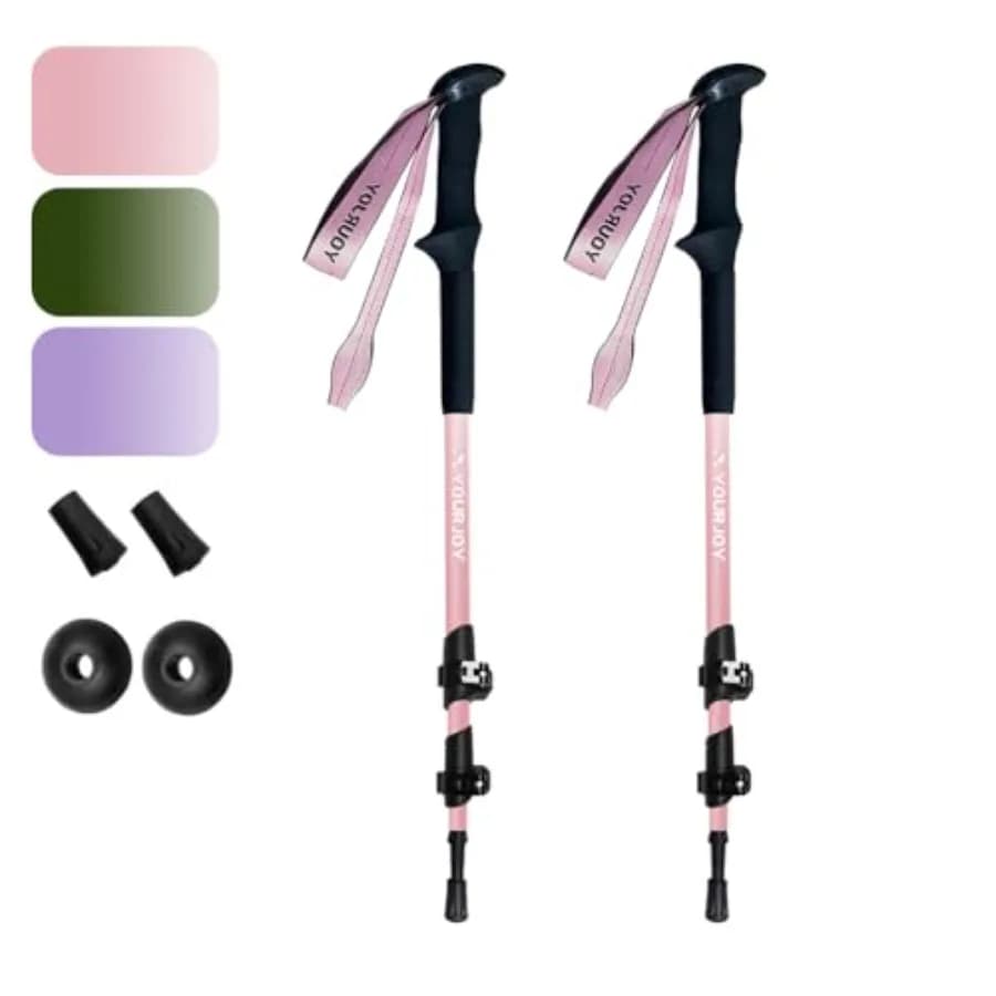 Hiking Trekking Poles, Macaron Colors 2 Pack Anti Shock, Adjustable, Collapsible Hiking Poles for Trekking or Walking, Lightwei